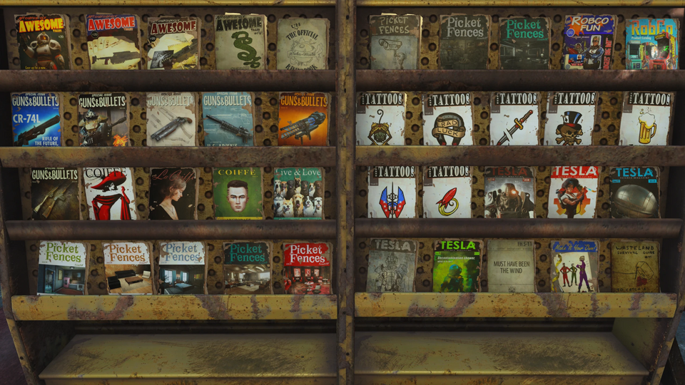 Magazine rack Image Courtesy of Magazine Unlocks - Creation Club and DLC Overhaul by Darthvince22